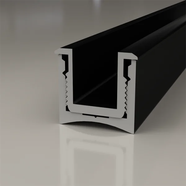 Защелка для теневой рейки LIGHT mini, под обои и панели, Черная анодированная, размер (11,3*16*3000мм).