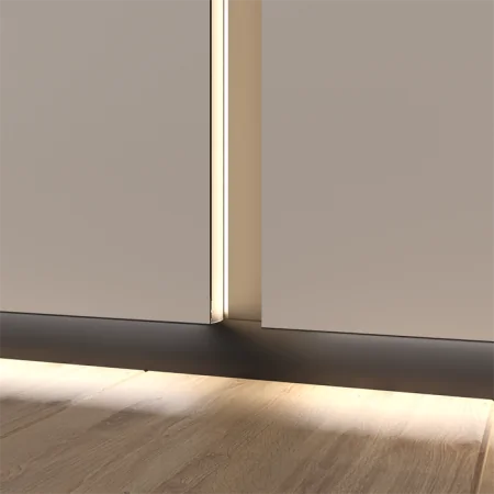 Теневая рейка LACONISTIQ Light Черная анодированная (45,7*15,45*3000мм.) под подсветку, вставка FLEX в комплекте