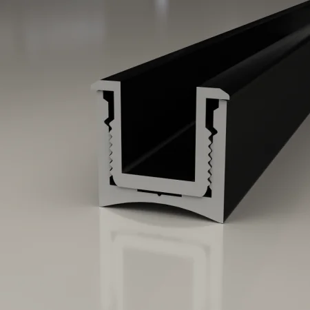 Теневая рейка LACONISTIQ LIGHT mini, под подсветку для обоев, панелей, керамог., Черная анодированная, размер (14*13*3000мм).вставка FLEX в комплекте